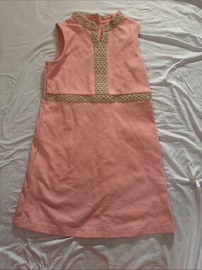 Janie and Jack Coral Pink Sleeveless Dress with Gold Trim
